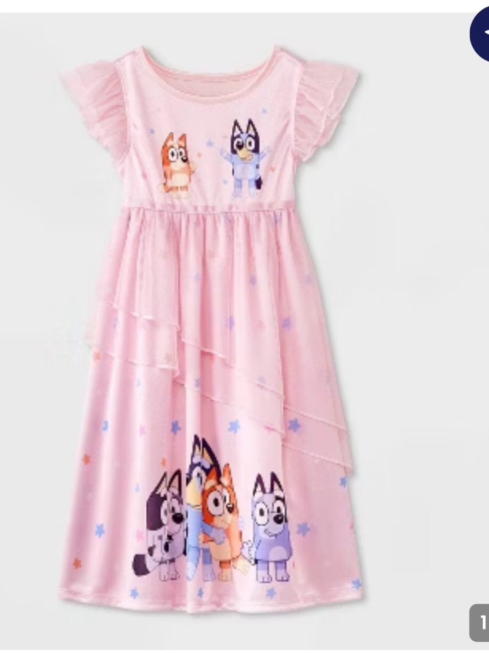 Girls' Pink Character Flutter-Sleeve Nightgown Size 4T
